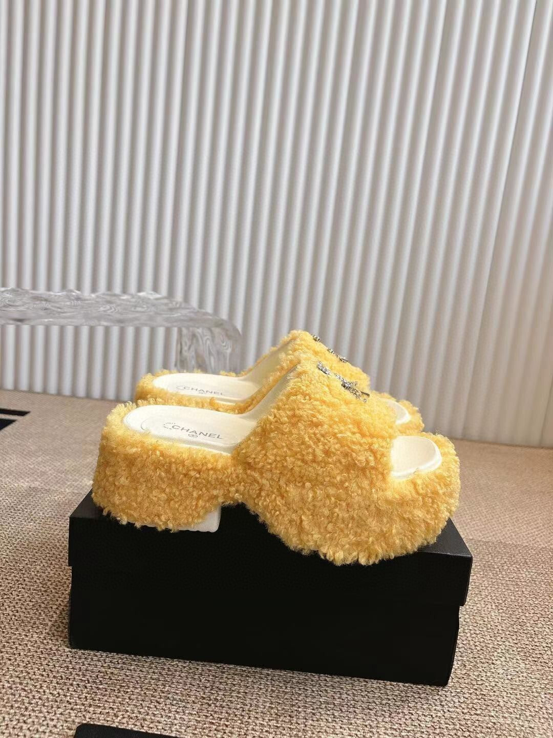 CHANEL 2025 Rhinestone Platform Slingback Sandals