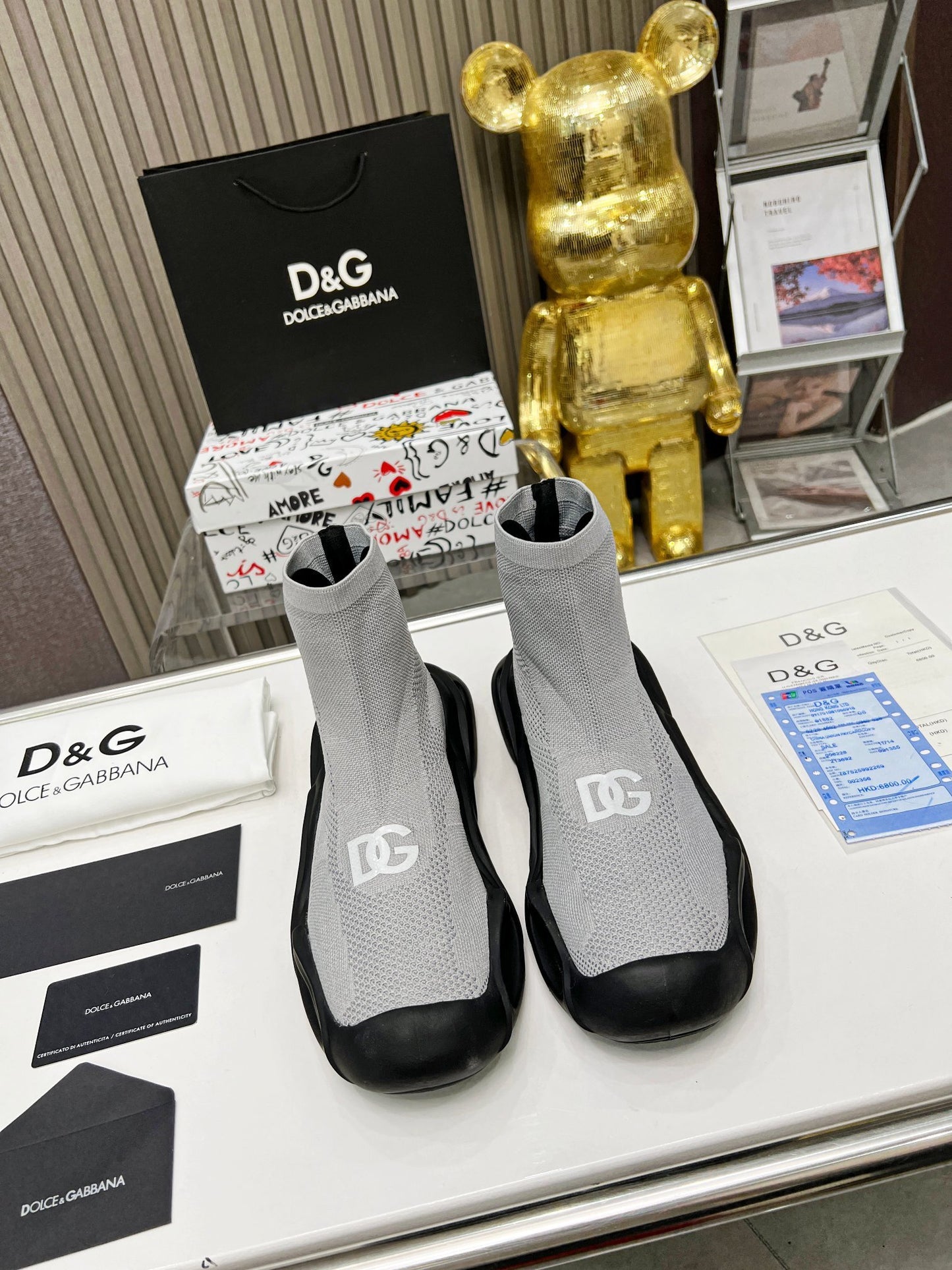 Dolce & Gabbana Wave Series Couple’s Knit Sock Sneakers