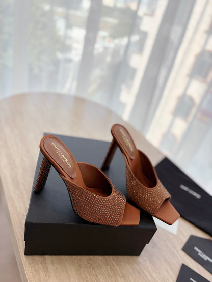 Saint Laurent 25SS Full-Diamond High Heel Sandals
