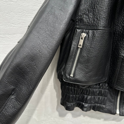 Early Spring Punk Bubble Leather Lambskin Motorcycle Jacket