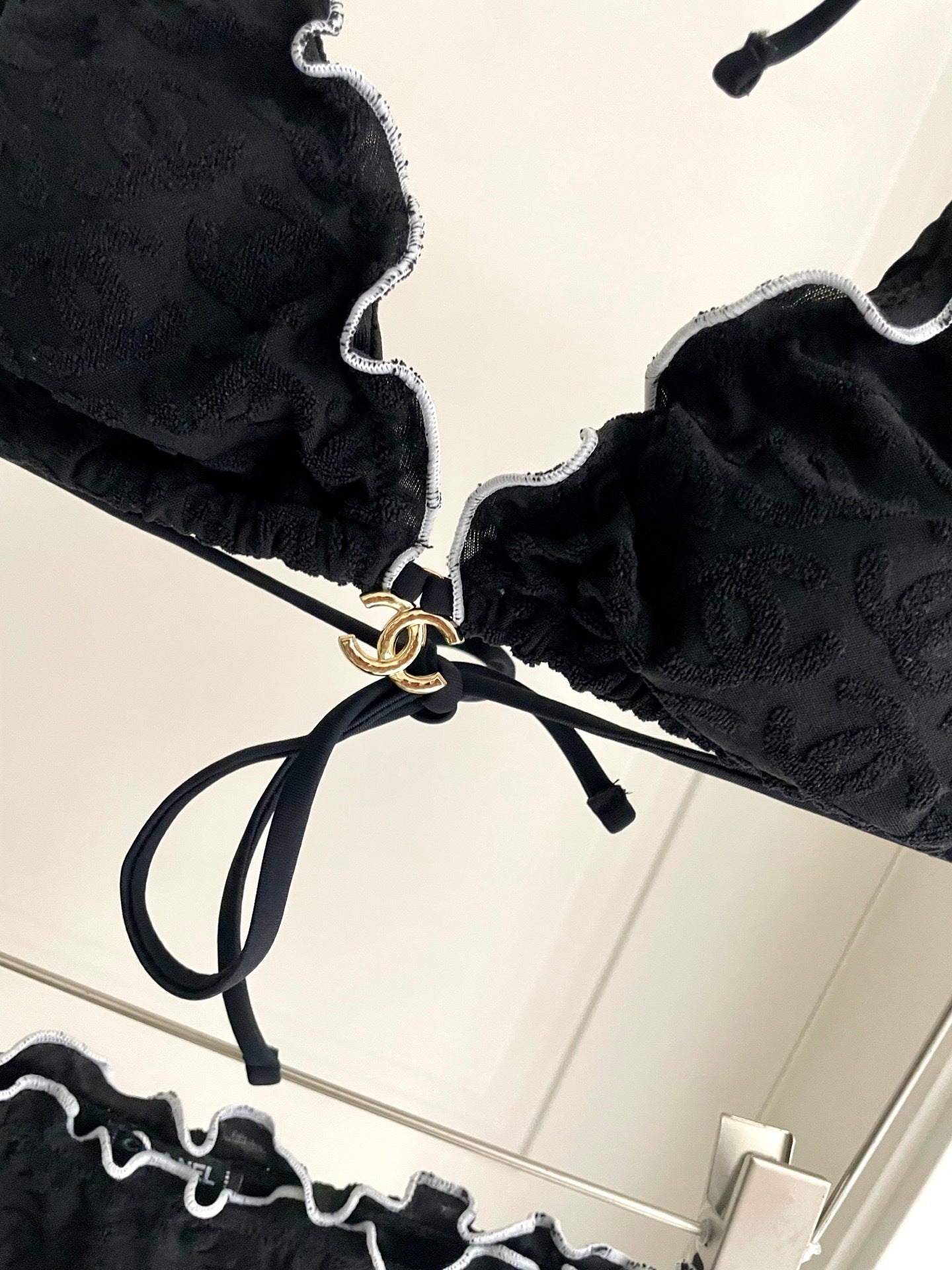 Flattering One-Piece Bikini Subtle Pattern Slimming