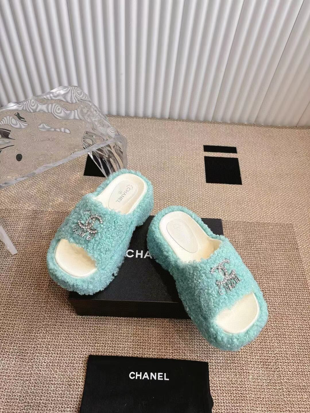 CHANEL 2025 Rhinestone Platform Slingback Sandals