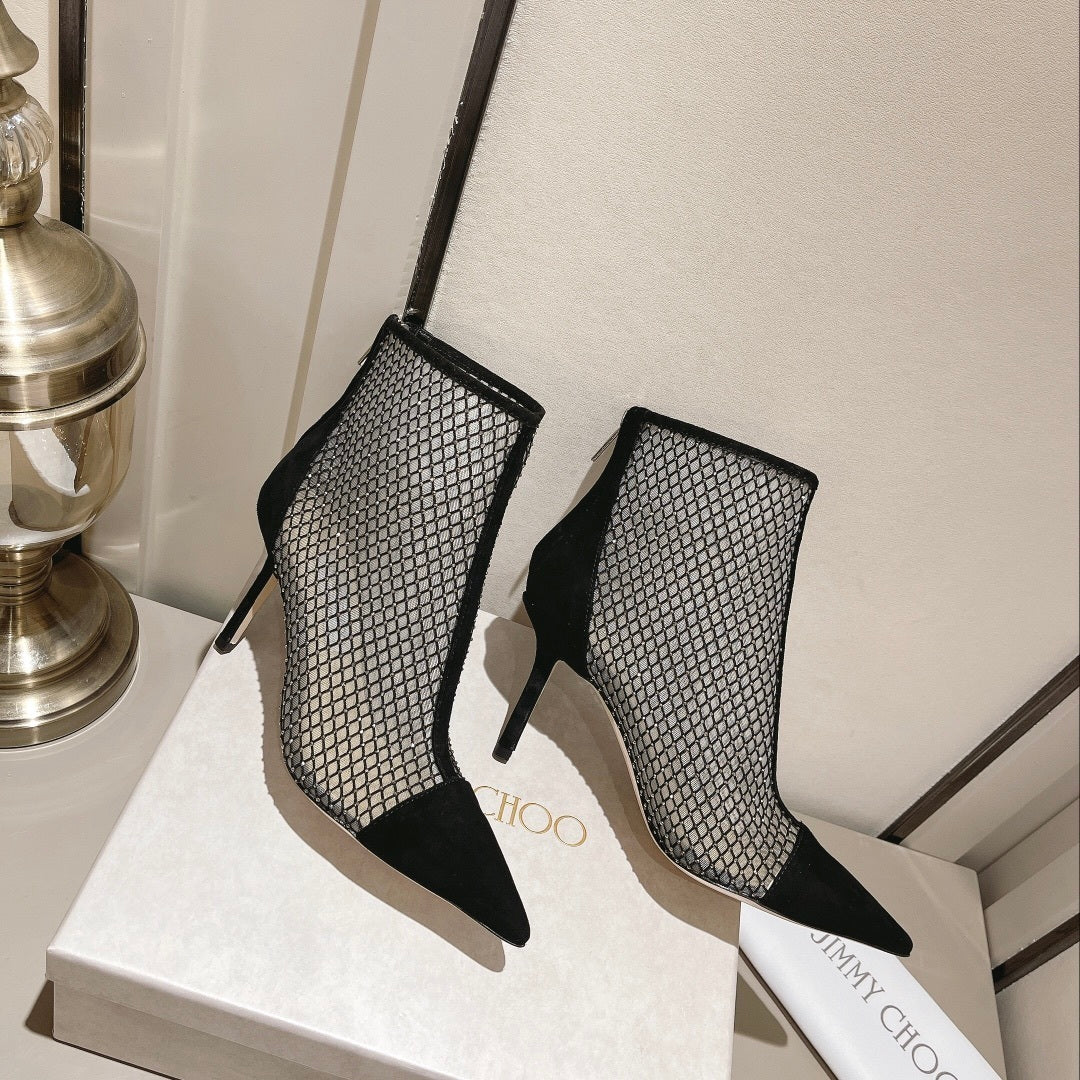 W204 Autumn/Winter Lace Rhinestone High-Heeled Boots