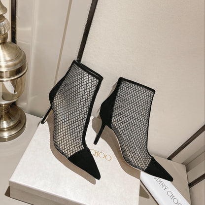 W204 Autumn/Winter Lace Rhinestone High-Heeled Boots