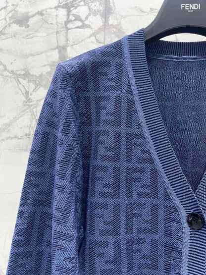 Fendi Embroidered Stretch Linen Blend Cardigan