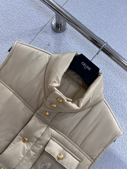 Triumphal Arch Embroidered Cotton Vest Stand Collar