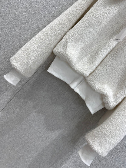 Short Hooded Lambswool Jacket Cozy Cloud Soft