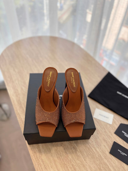 Saint Laurent 25SS Full-Diamond High Heel Sandals