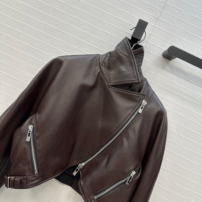 Ultra-Short 100% Lambskin Motorcycle Jacket