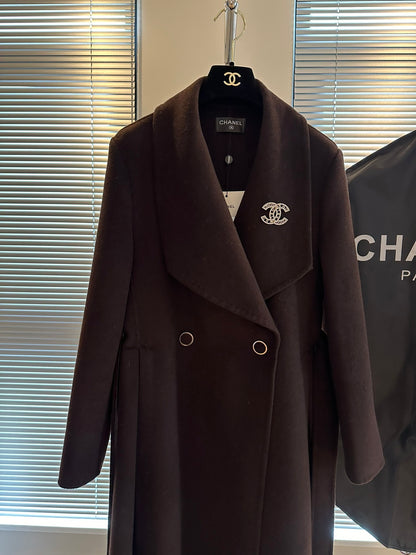 Chanel Dark Brown/Black Wool Double-Breasted Coat