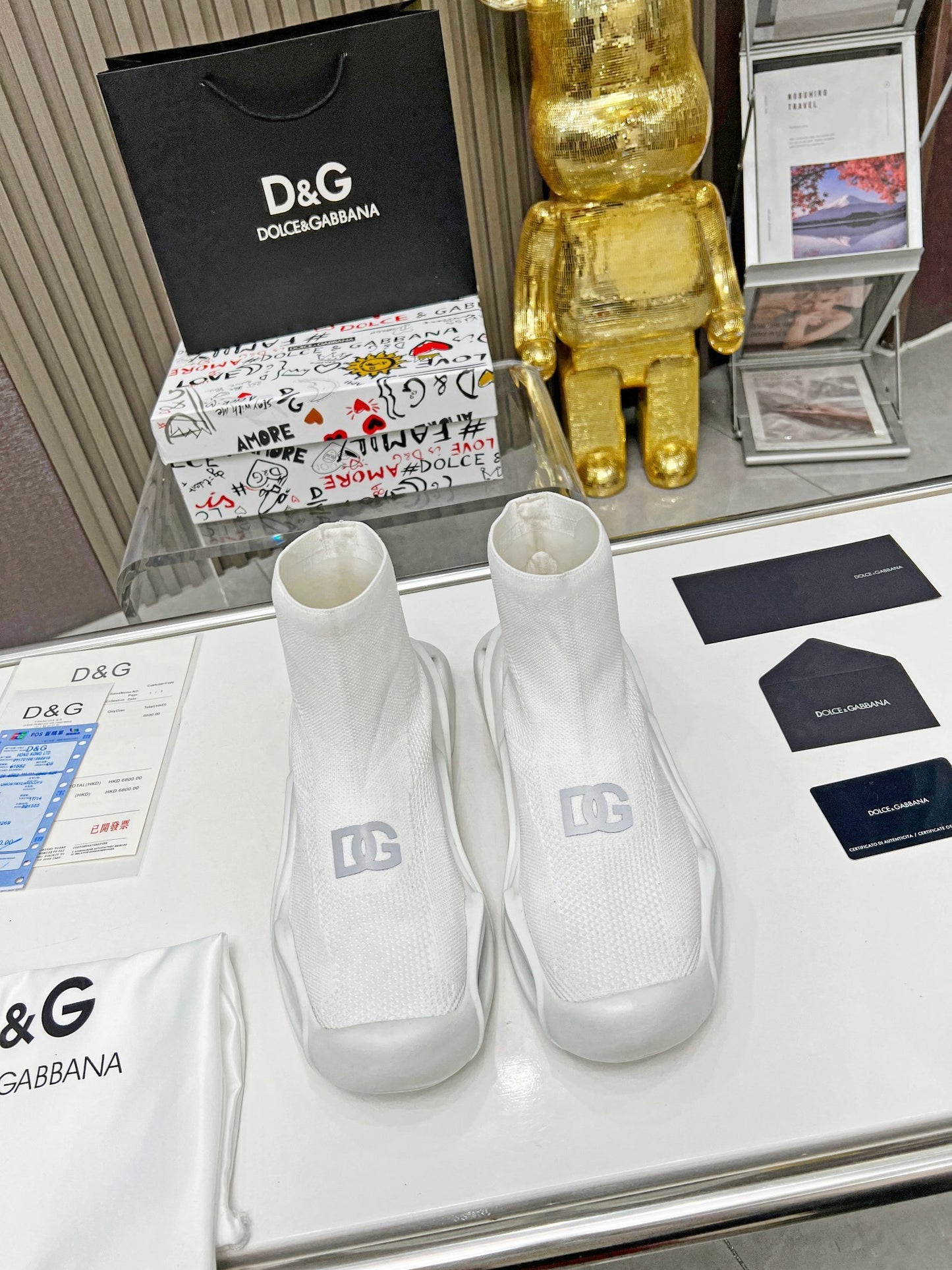 Dolce & Gabbana Wave Series Couple’s Knit Sock Sneakers