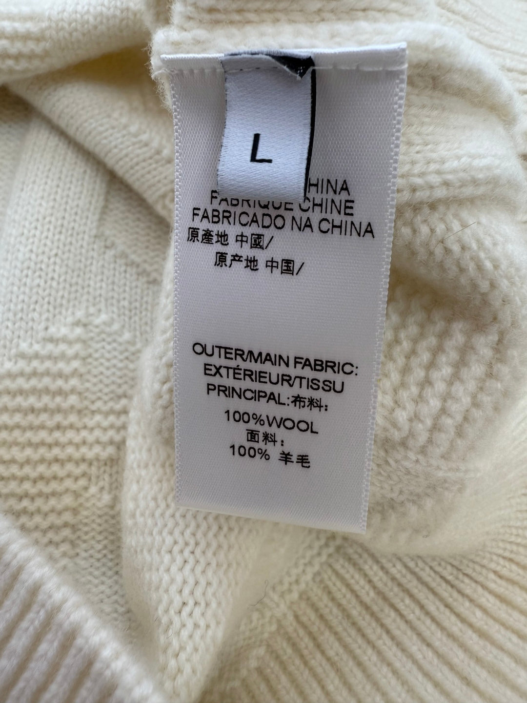 Hermes 100% Wool Coat Knitwear Blue, White & Brown