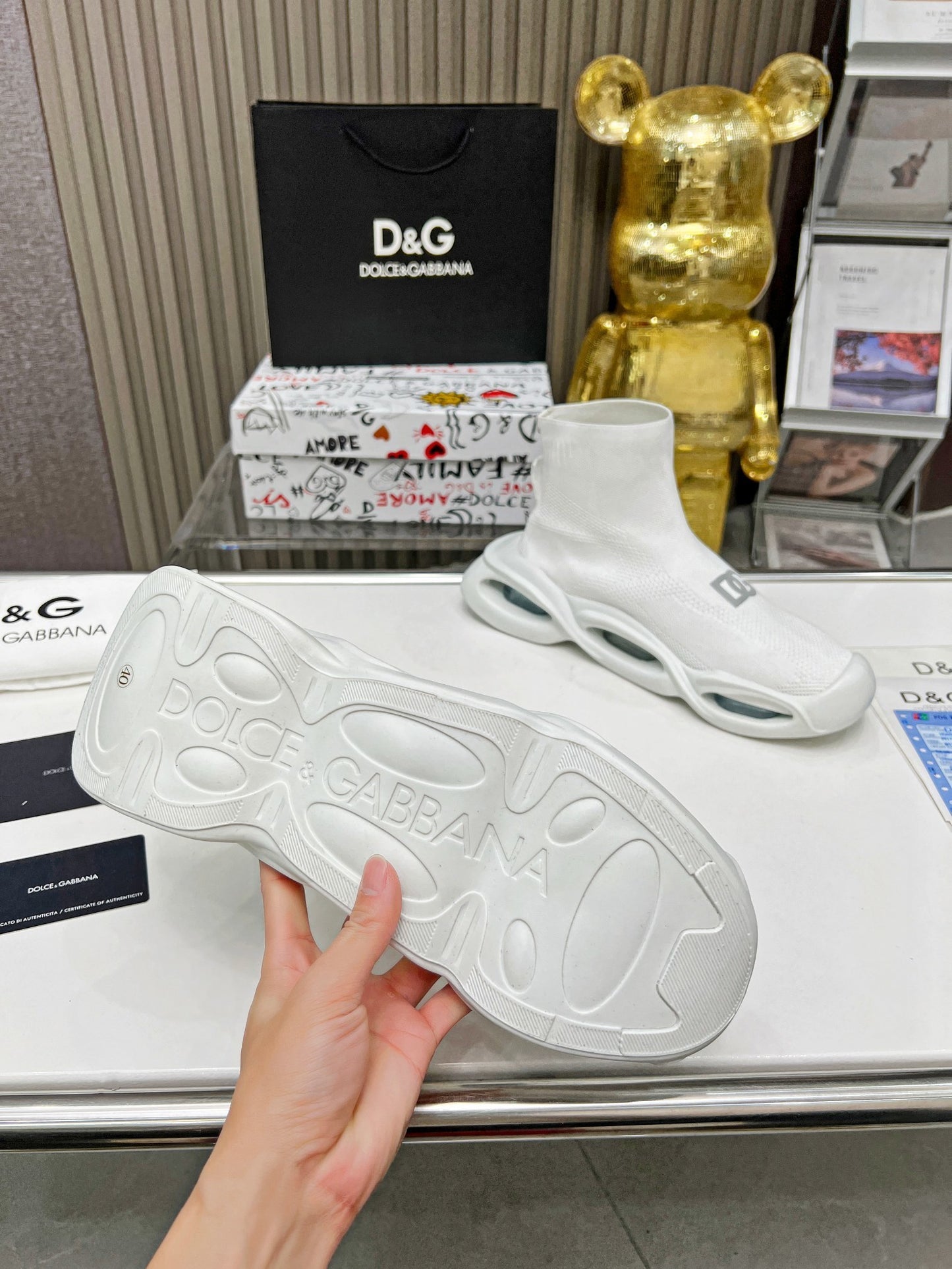 Dolce & Gabbana Wave Series Couple’s Knit Sock Sneakers