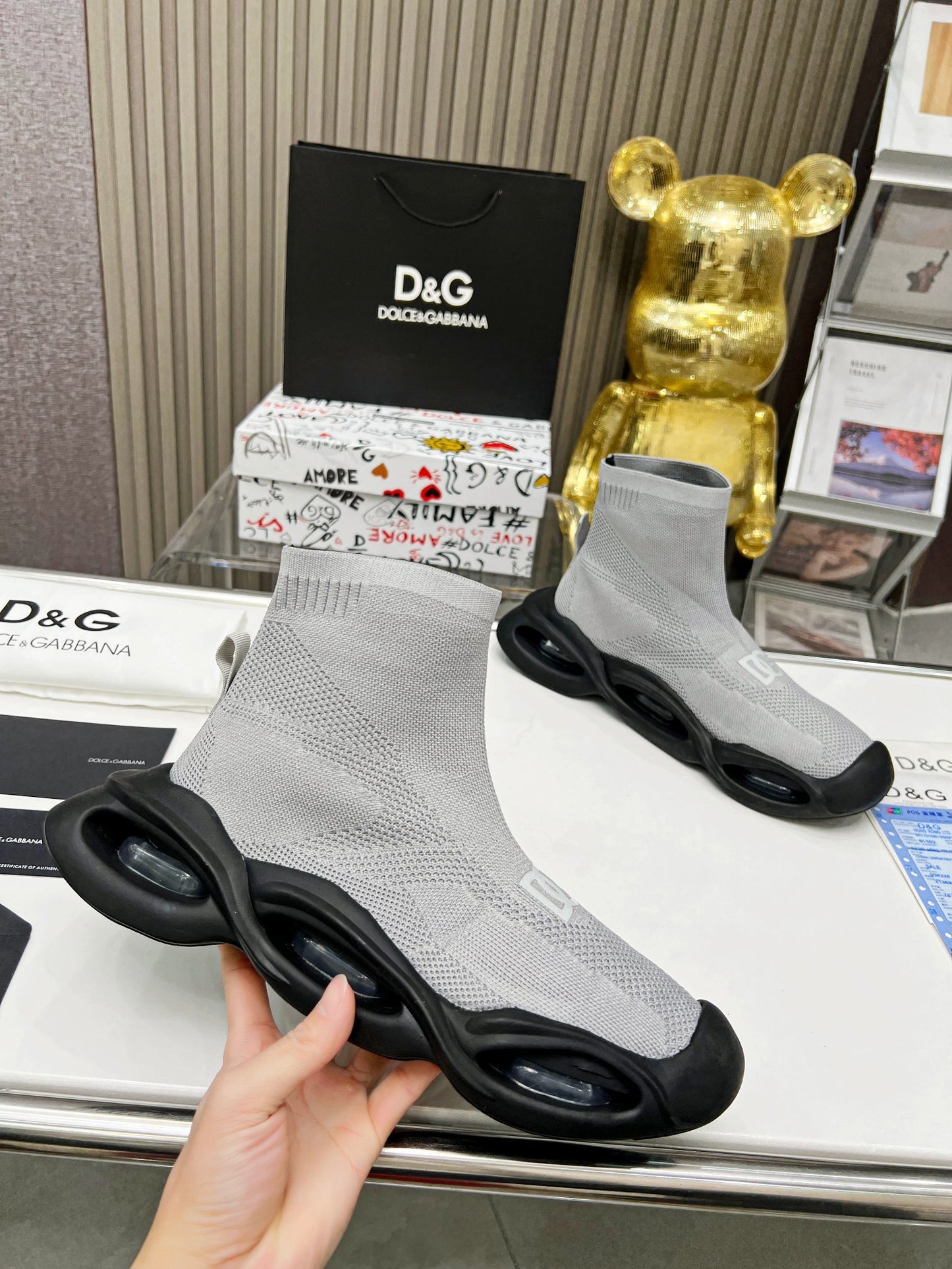 Dolce & Gabbana Wave Series Couple’s Knit Sock Sneakers