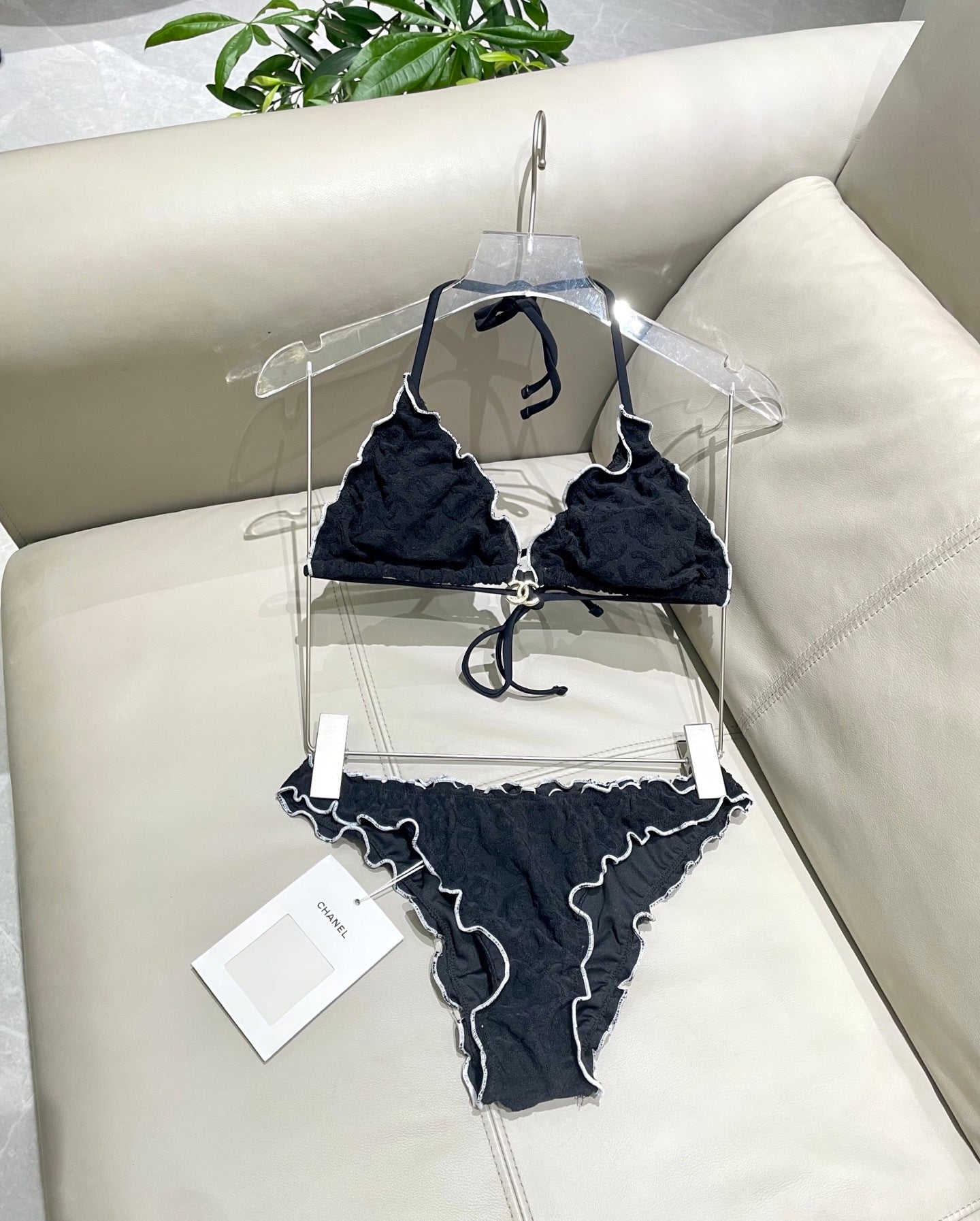 Flattering One-Piece Bikini Subtle Pattern Slimming