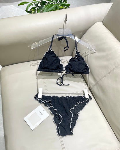 Flattering One-Piece Bikini Subtle Pattern Slimming