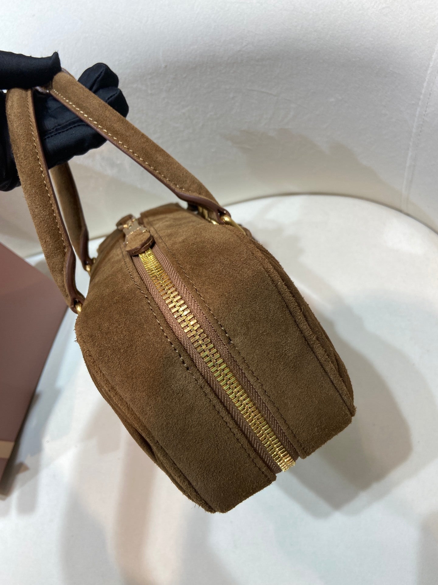 Miu Miu Arcadie Matelassé Suede Top Handle Bag