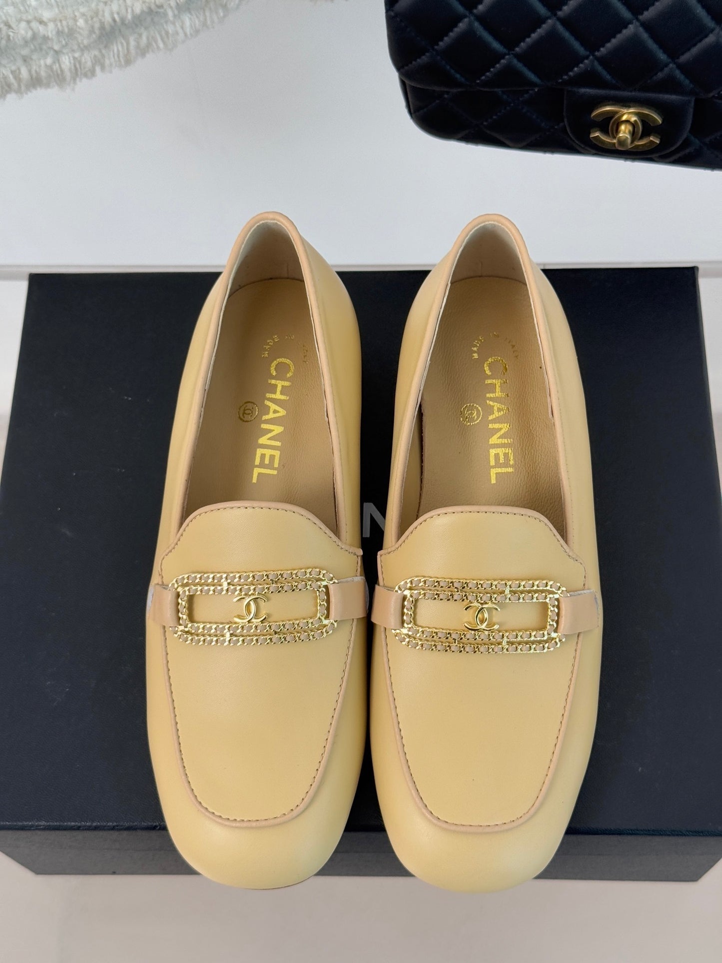 CHANEL 25C Double C Chain Buckle Chunky Heel Loafers