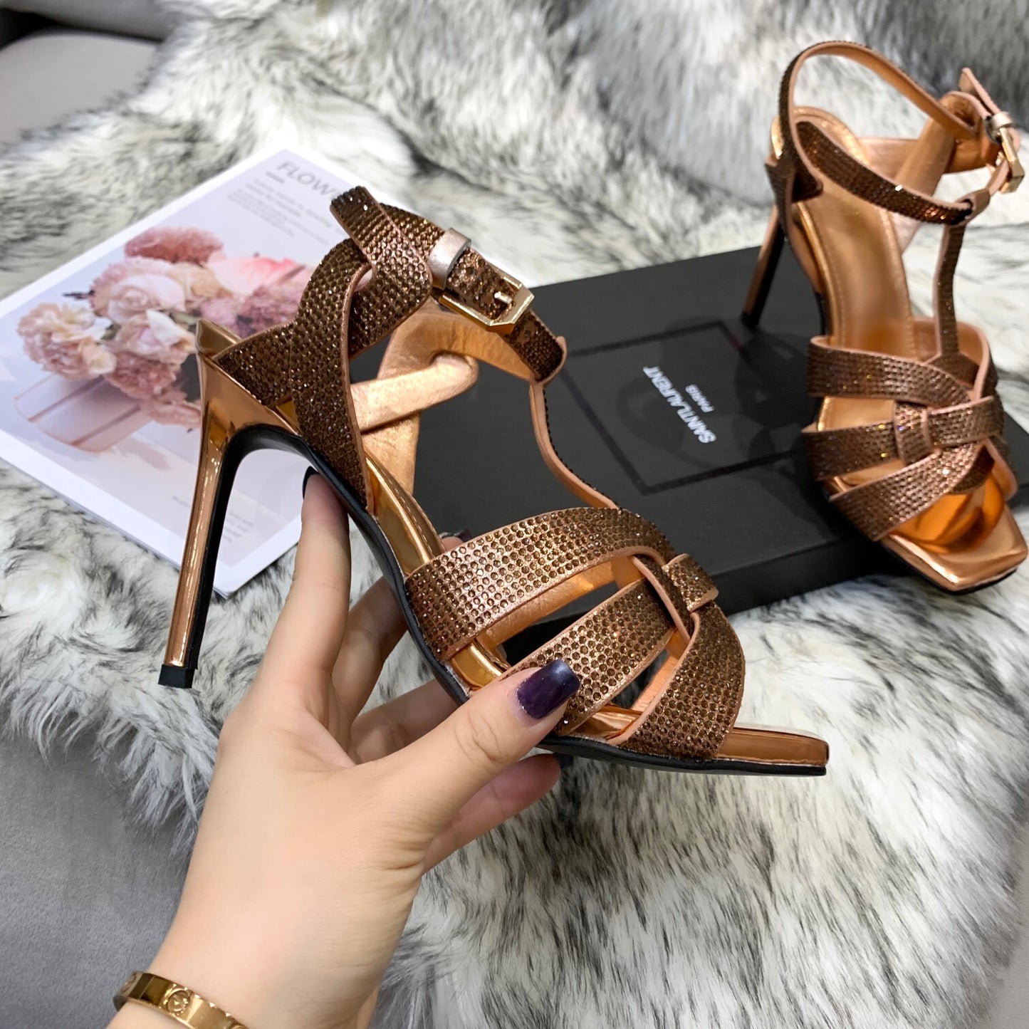 YSL Saint Laurent Super High-Heeled Sandals