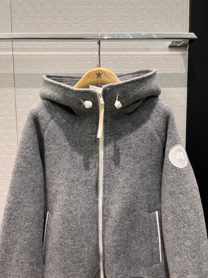 Winter Goose Wool Hooded Jacket Classic Logo