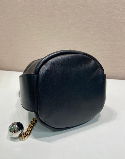 Prada Petit Sac Noir Nappa Leather Mini Bucket Bag