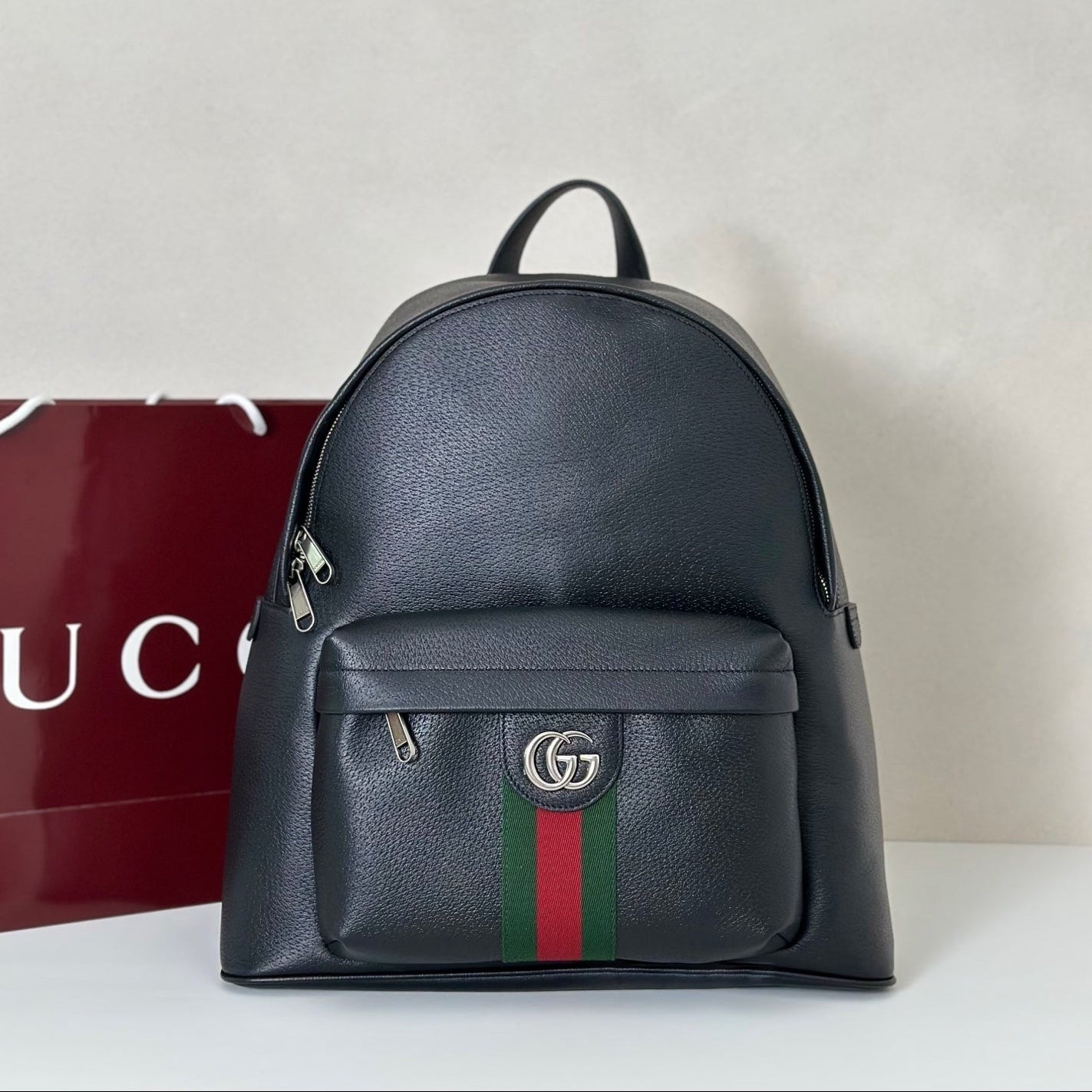 Gucci Ophidia Medium Backpack in Black Soft Leather Bag