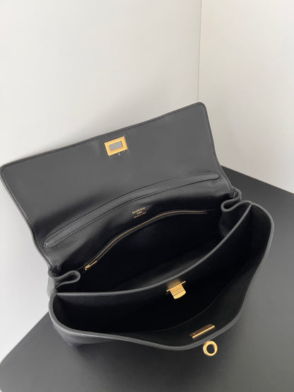 Rodeo Medium Black Leather Handbag for Women