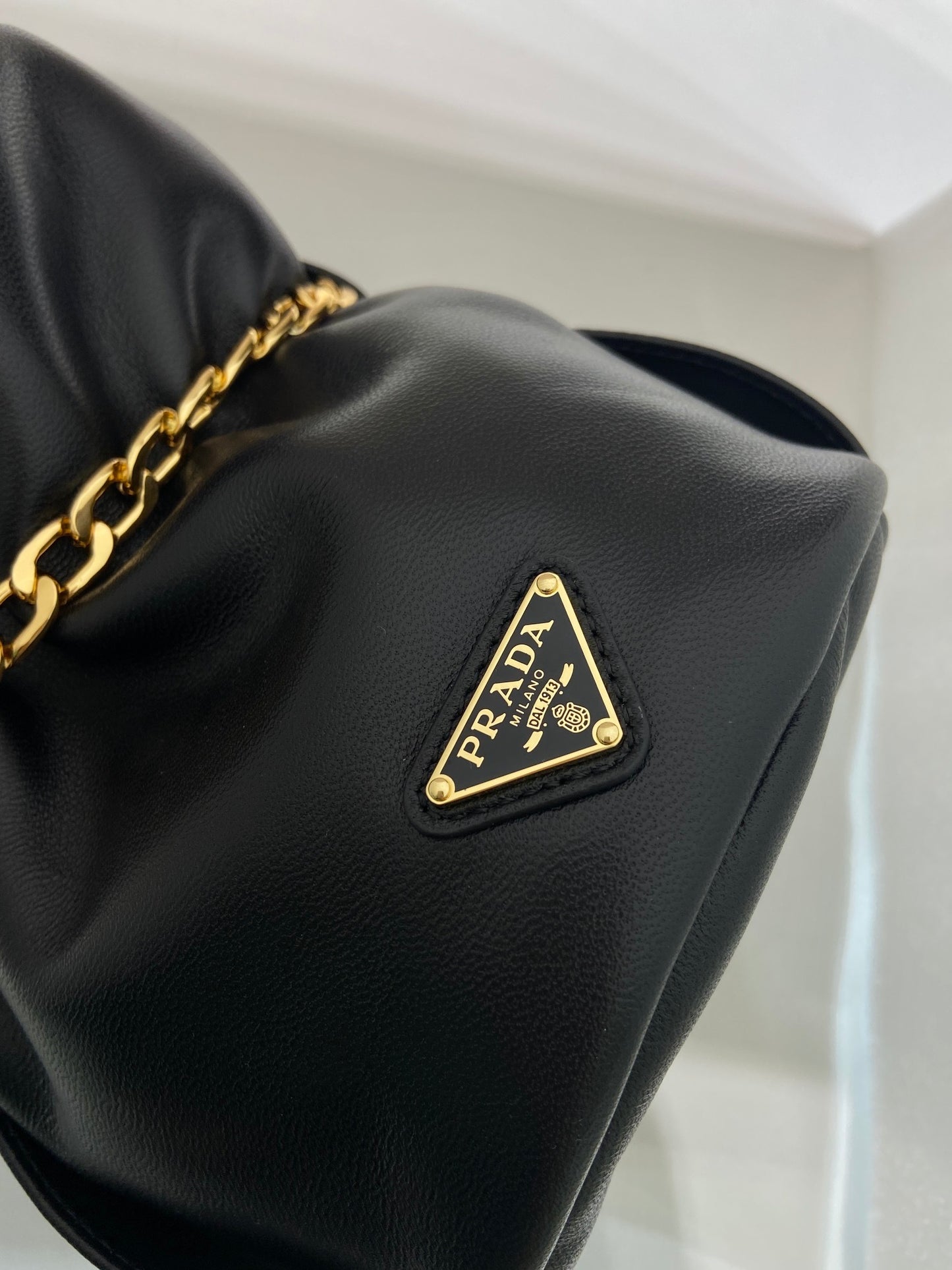 Prada Petit Sac Noir Nappa Leather Mini Bucket Bag