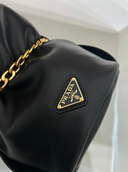 Prada Petit Sac Noir Nappa Leather Mini Bucket Bag