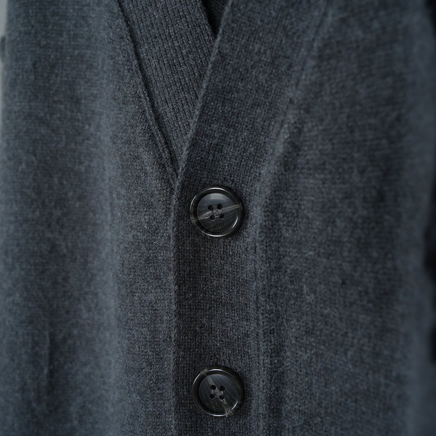 AMI Wool Black Heart V-Neck Knit Cardigan Unisex Loose Fit