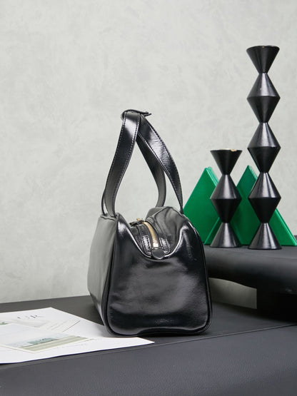 Women’s Black Leather Top-Handle Bag