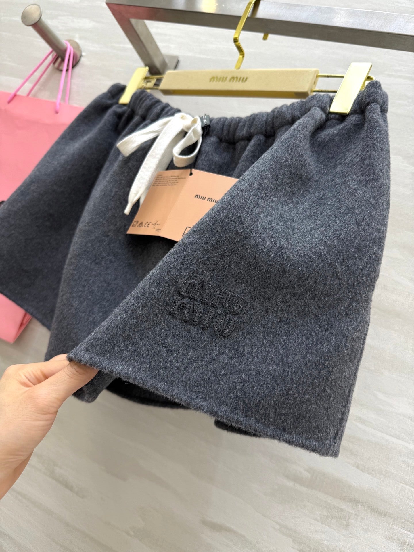 Miu Double-Faced Wool Midi Skirt