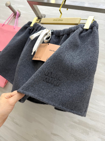 Miu Double-Faced Wool Midi Skirt