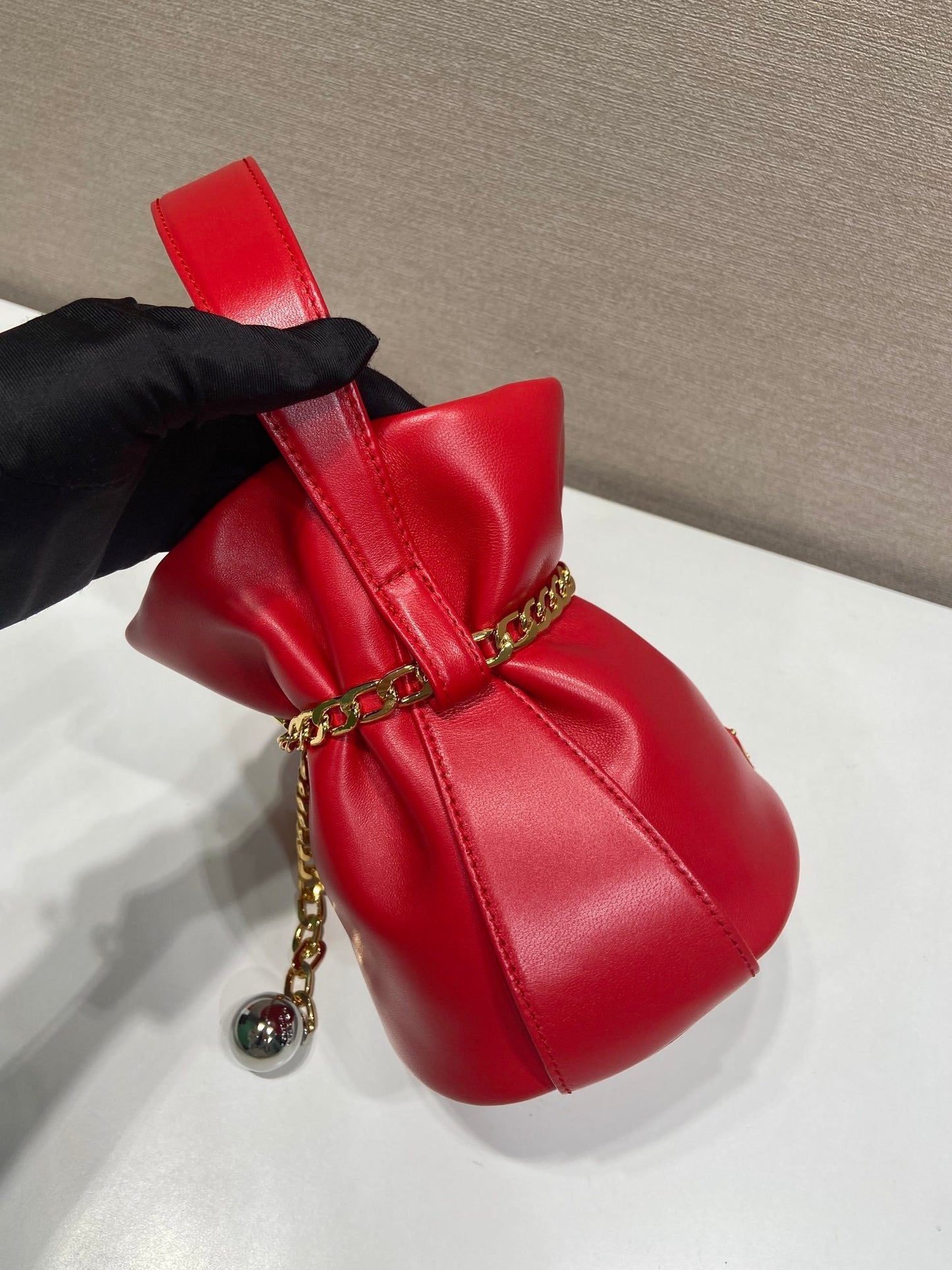 Prada Petit Sac Noir Nappa Leather Mini Bucket Bag