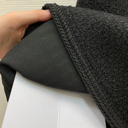 Black Round-Neck Short Jacket Gold Buttons