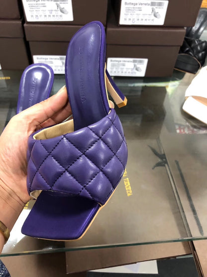 BV Women’s 2020 Spring Embroidered Sheepskin High-Heeled Slippers