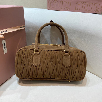 Miu Miu Arcadie Matelassé Suede Top Handle Bag