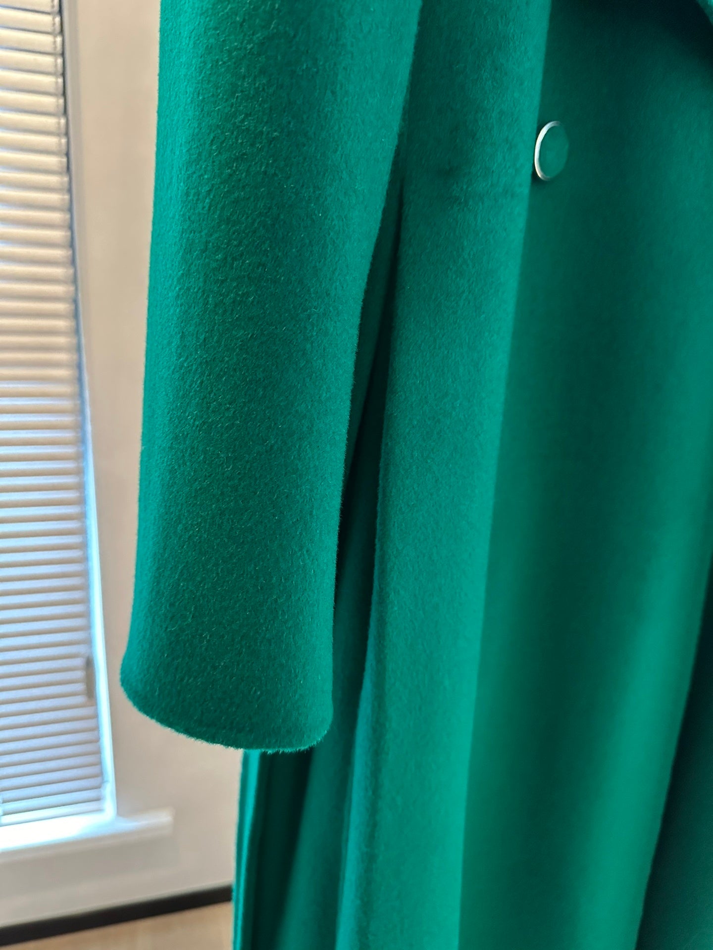 Green Double-Breasted Wool Coat