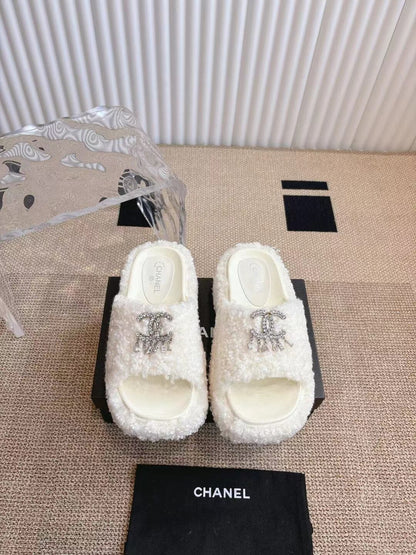 CHANEL 2025 Rhinestone Platform Slingback Sandals