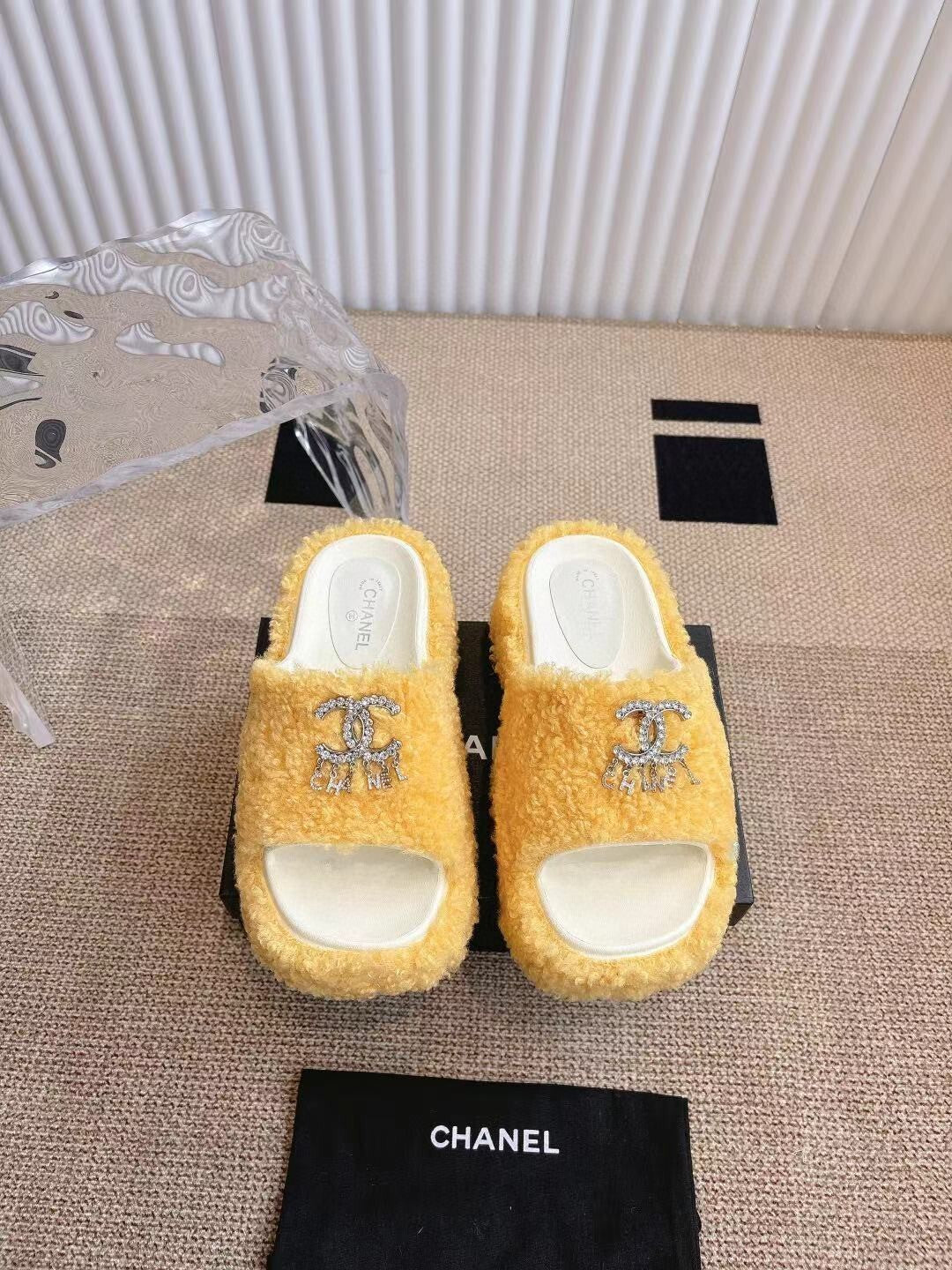 CHANEL 2025 Rhinestone Platform Slingback Sandals