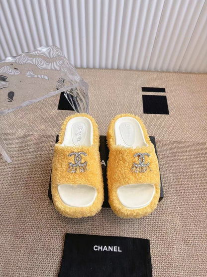 CHANEL 2025 Rhinestone Platform Slingback Sandals