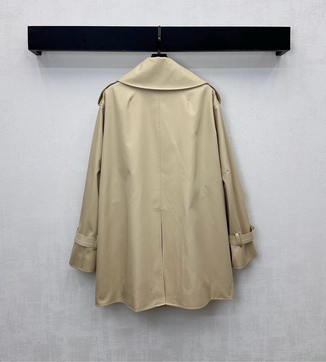 Beige Double-Breasted Cotton Trench Coat