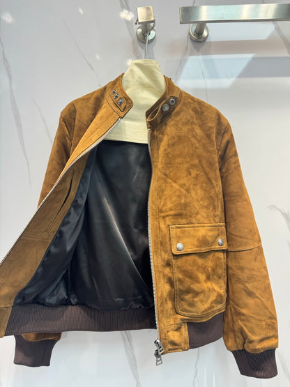 Early Spring Suede Lambskin Jacket Stand Collar