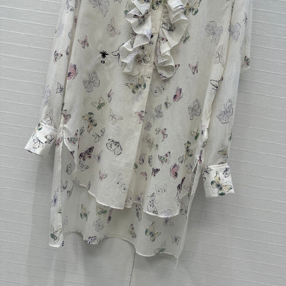 Dior Butterfly Print Silk-Cotton Shirt Early Spring