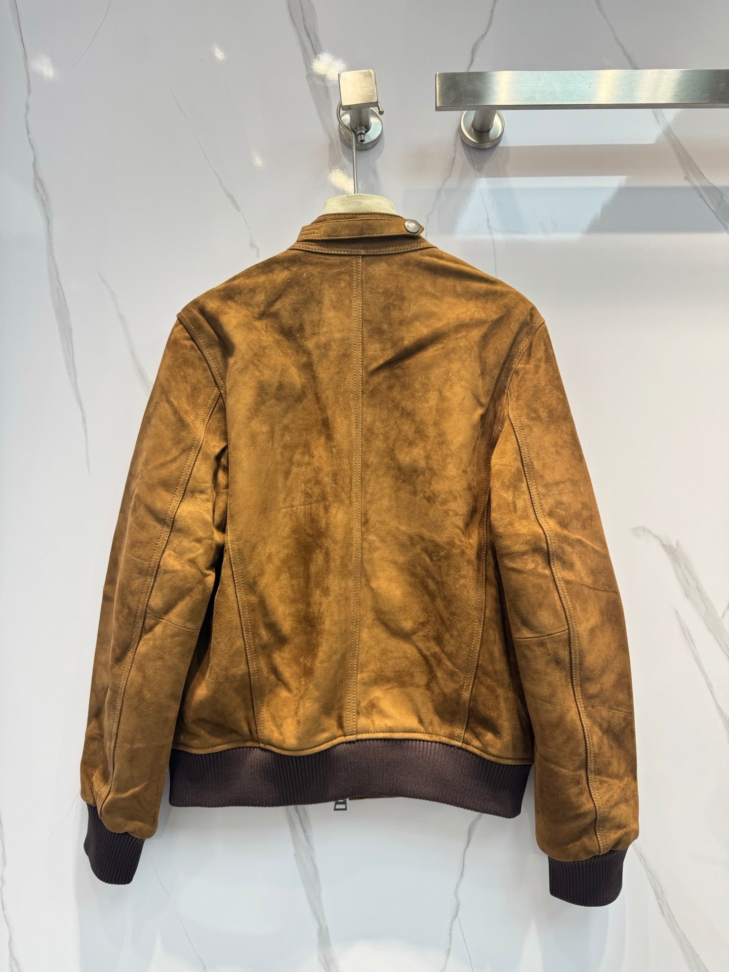 Early Spring Suede Lambskin Jacket Stand Collar