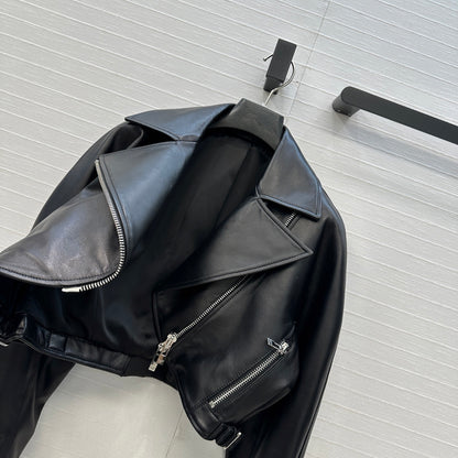 Ultra-Short 100% Lambskin Moto Jacket
