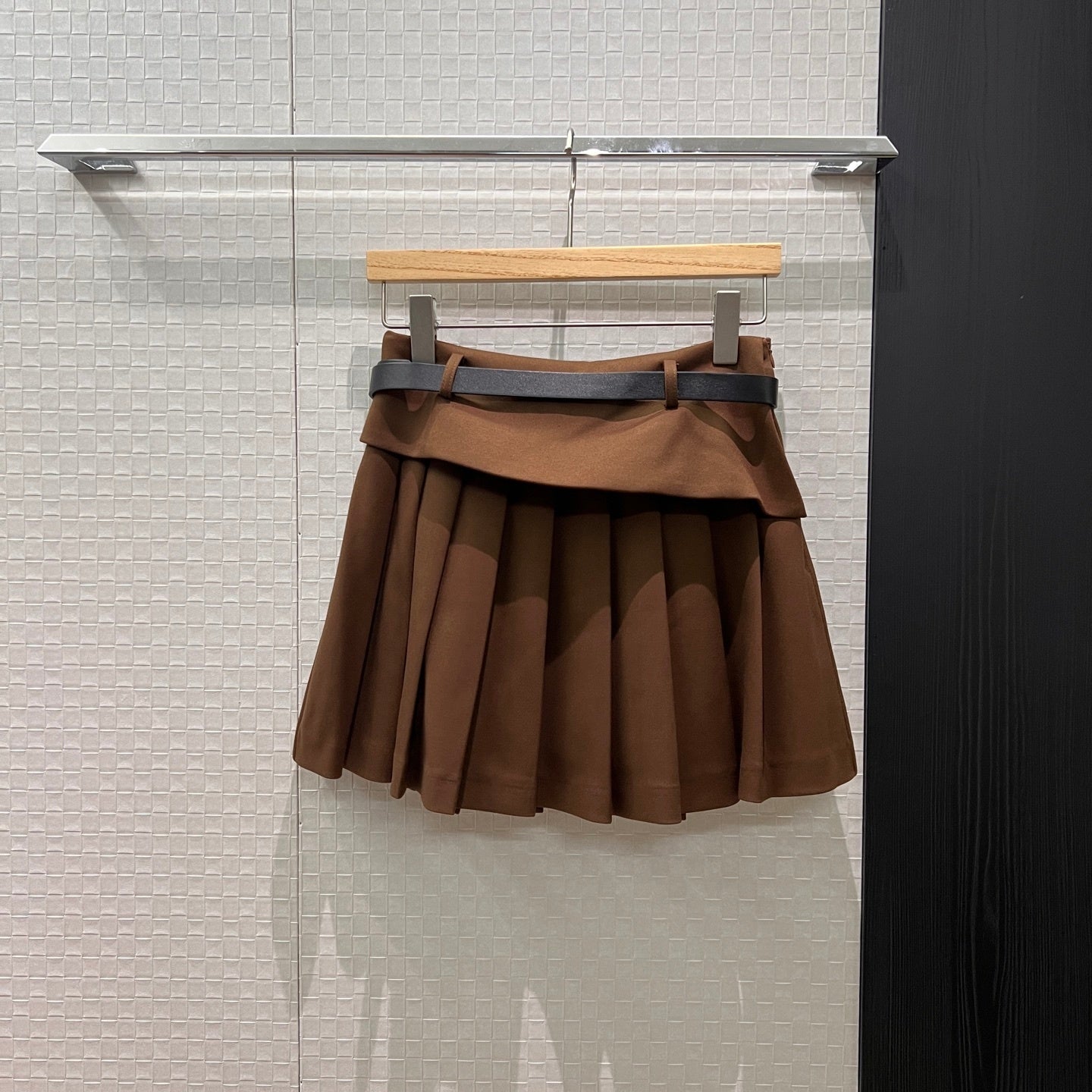 Patchwork Ruffled Pleated Midi Skirt Faux Two-Piece