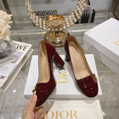 Dior W184 D2023 Women's Chunky Heel Square Toe Shoes