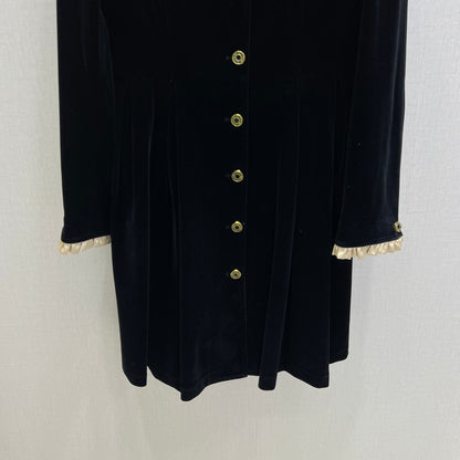 Feiinvan Velvet-Feel Long Sleeve Button-Up Dress