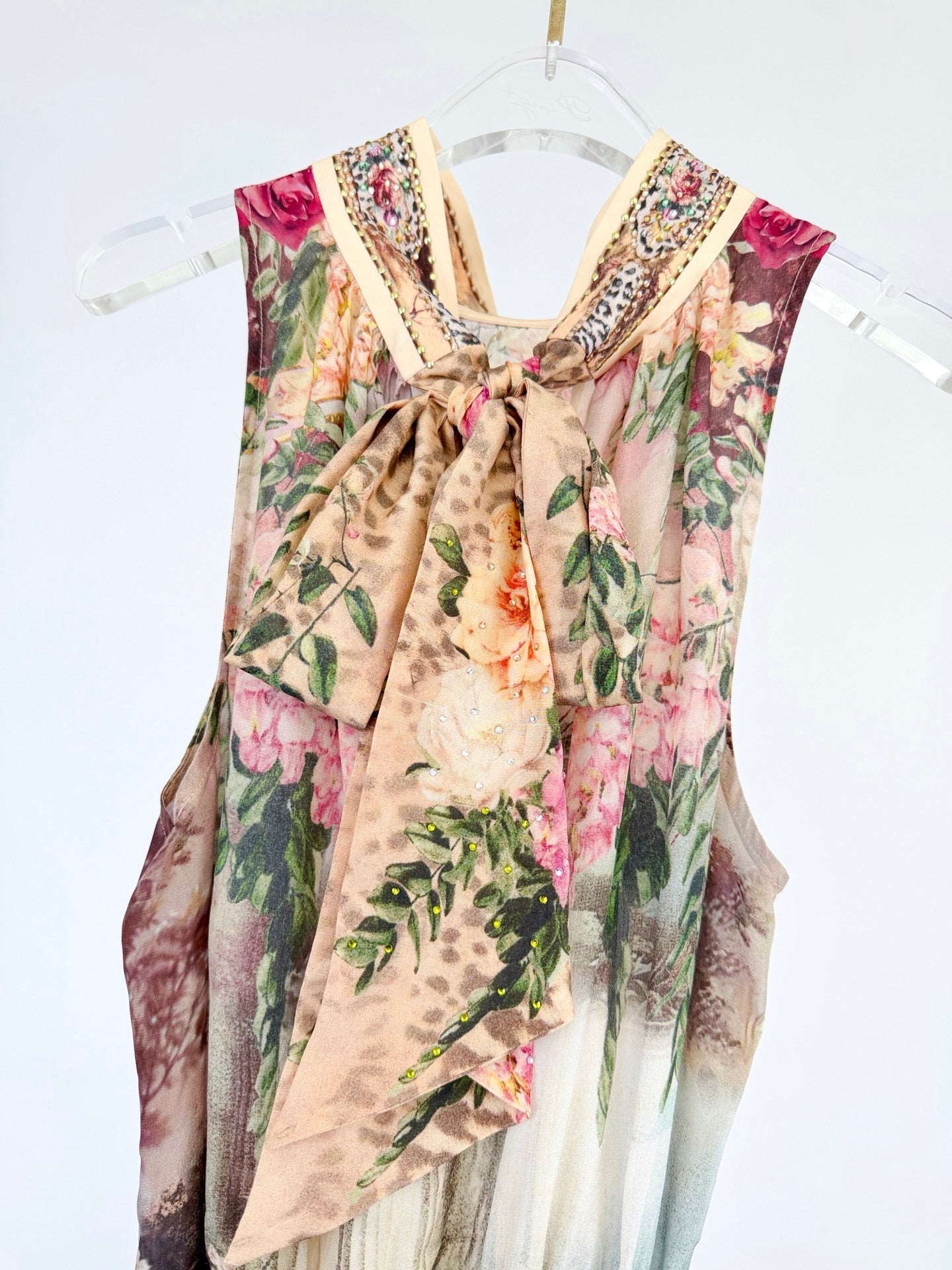 Silk Printed Tie-Tie Sleeveless Vest Dress